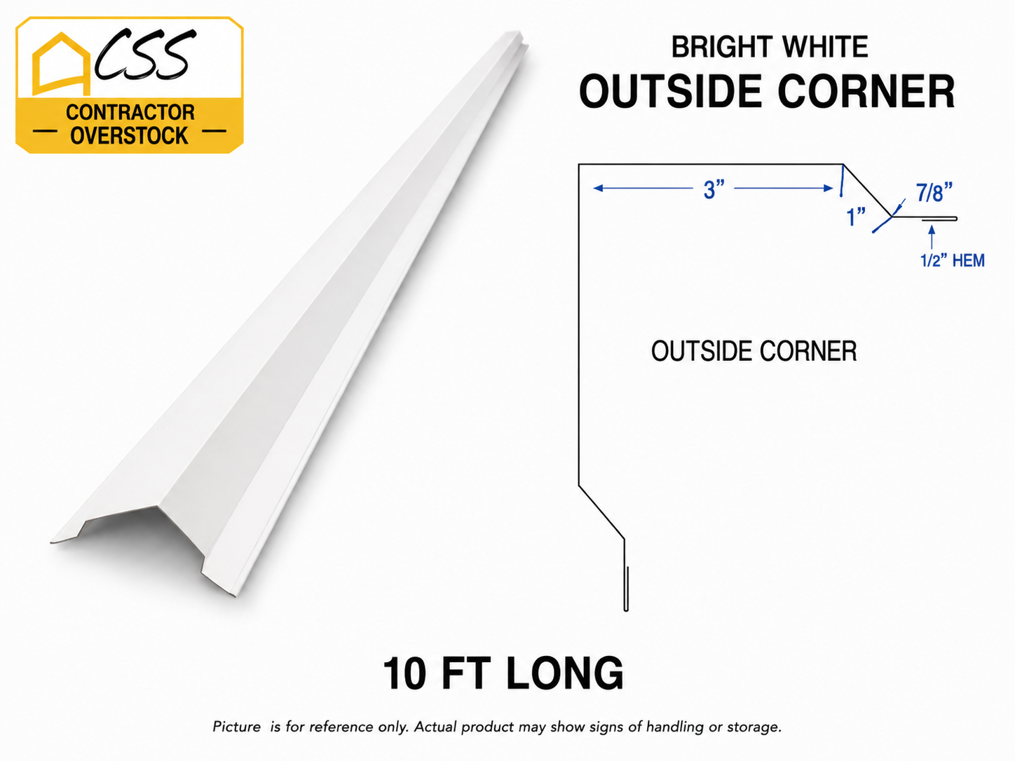 10' Outside Corner 3" - Bright White